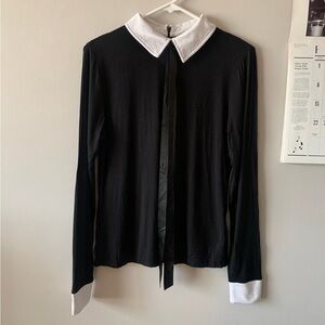 Killstar long sleeve white collar top
